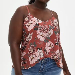SOPHIE - DUSTY ROSE FLORAL CHIFFON DOUBLE LAYER SWING CAMI